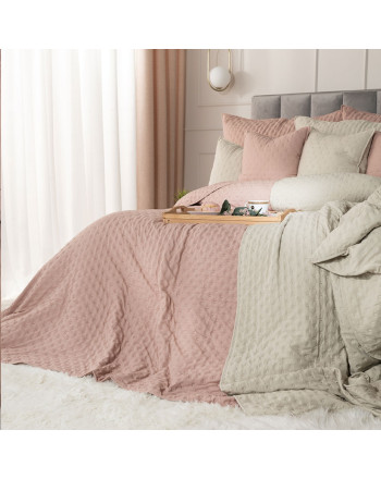 Narzuta na łóżko Nules, kolor pastelowy różowy, rozmiar 220x240 cm