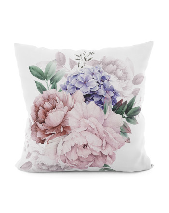 Poszewka welwetowa na poduszkę w kwiaty Peoni, 40x40cm