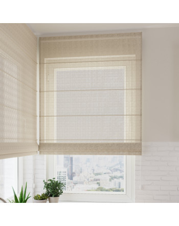 Gotowa roleta rzymska o strukturze lnu gładka, kolor beżowy, szerokość 80-180 cm, wysokość 160 cm