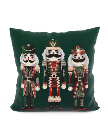 Świąteczna poszewka z velvetu, kolor zielony, rozmiar 40x40 cm, Dziadek do orzechów