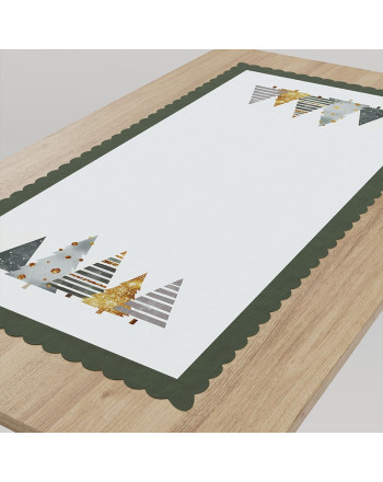 Bieżnik ze wzorem świątecznym z tkaniny wodoodpornej, rozmiar 50x100 cm, Pastelowe choinki