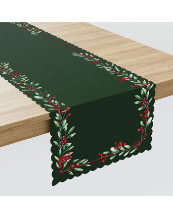 Bieżnik z tkaniny wodoodpornej w kolorze zielonym, rozmiar 38x180 cm, Jarzębina