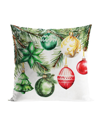Świąteczna poszewka dekoracyjna welwetu, kolorowy nadruk, rozmiar 40x40 cm, Bombki