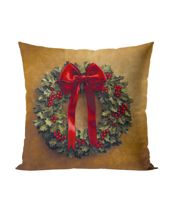 Welwetowa poszewka dekoracyjna ze świątecznym nadrukiem, rozmiar 40x40 cm, Elegancka Girlanda
