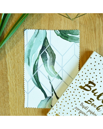 Próbka białej tkaniny zasłonowej, drukowanej w kolorowe ptaki i zielone listki, Monako