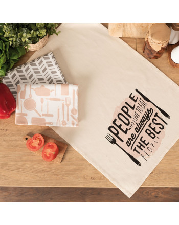 Komplet 3 ścierek kuchennych, bawełnianych, różnokolorowych, rozmiar 40x60 cm, Best people