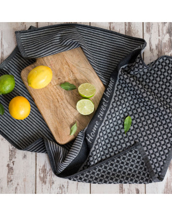 Bawełniana ścierka kuchenna, kolor czarny, rozmiar 50x70 cm, Sweet home