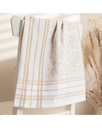 Bawełniana ścierka kuchenna, kolor beżowy, rozmiar 50x70 cm, Fiołka