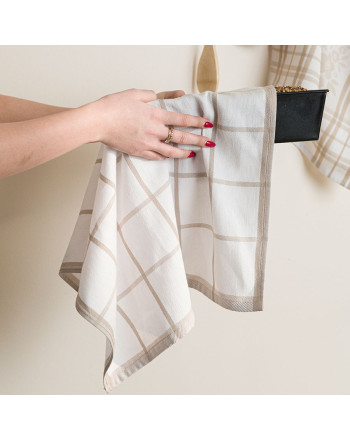 Bawełniana ścierka kuchenna, kolor beżowy, rozmiar 50x70 cm, Kratka