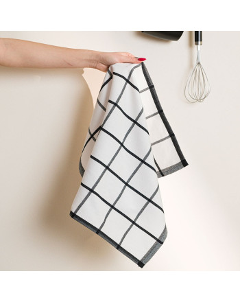 Bawełniana ścierka kuchenna, kolor czarny, rozmiar 50x70 cm, Kratka