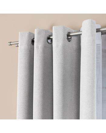 Gotowa zasłona do salonu 100% zaciemniająca na przelotkach, kolor pastelowy szary, dostępna w kilku rozmiarach