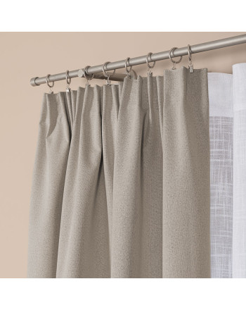 Gotowa zasłona do salonu 100% zaciemniająca na taśmie, kolor ciepły szary, dostępna w kilku rozmiarach