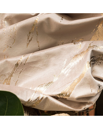 Welwetowy materiał na zasłony ze złotym nadrukiem, kolor jasny beżowy, wysokość 300 cm, Marma - sprzedawany na metry