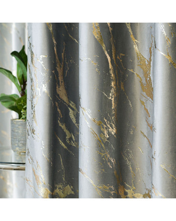 Welwetowy materiał na zasłony ze złotym nadrukiem, kolor jasny szary, wysokość 300 cm, Marma - sprzedawany na metry