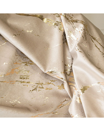 Welwetowy materiał na zasłony ze złotym nadrukiem, kolor ciemny kremowy, wysokość 300 cm, Marma - sprzedawany na metry