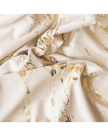 Welwetowy materiał na zasłony ze złotym nadrukiem, kolor kremowy, wysokość 300 cm, Marma - sprzedawany na metry