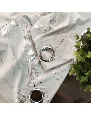 Gotowa zasłona welwetowa Marma na przelotkach ze srebrnym nadrukiem, kolor pastelowy szary, rozmiar 140x250 cm