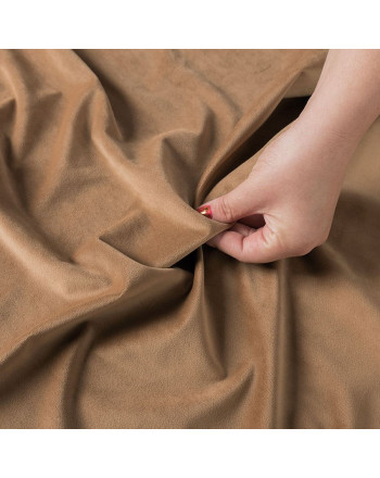 Ekskluzywny materiał na zasłony do salonu Velvet, wysokość 300 cm, kolor camelowy - sprzedawana na metry