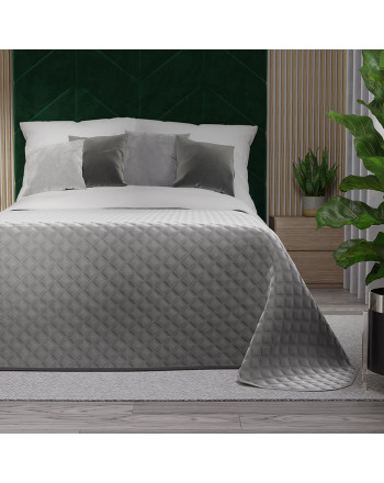 Pikowana welwetowa narzuta na łóżko, kolor jasny szary