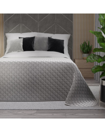 Pikowana welwetowa narzuta na łóżko, kolor szary