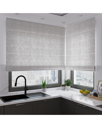 Gotowa roleta rzymska welwetowa Velvi kolor pastelowy szary, szerokość 80-180 cm, wysokość 170 cm