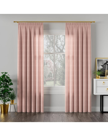 Welwetowa zasłona gotowa na taśmie Velvi, kolor pudrowy różowy, dostępna w kilku rozmiarach 