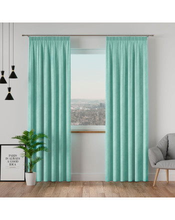 Welwetowa zasłona gotowa na taśmie Velvi, kolor miętowy, dostępna w kilku rozmiarach 