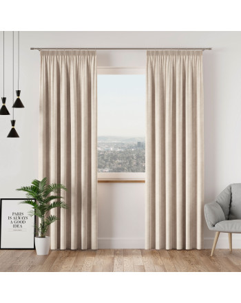 Welwetowa zasłona gotowa na taśmie Velvi, kolor kaszmirowy kremowy, dostępna w kilku rozmiarach 