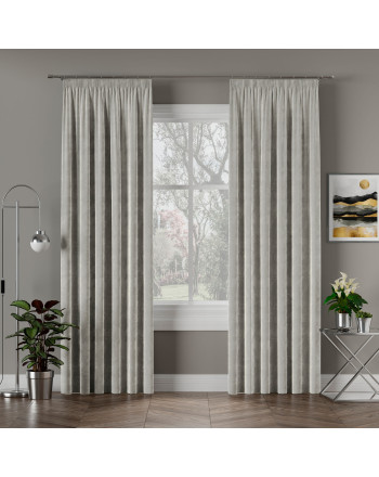 Welwetowa zasłona gotowa na taśmie Velvi, kolor szary, dostępna w kilku rozmiarach