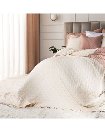 Narzuta na łóżko z dekoracyjną falbanką Werona, kolor beżowy, dostępna w 3 rozmiarach