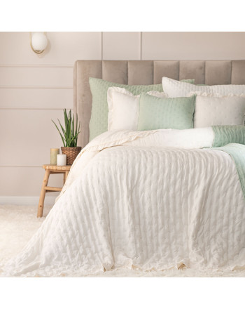 Narzuta na łóżko z dekoracyjną falbanką Werona, kolor ecru, dostępna w 3 rozmiarach