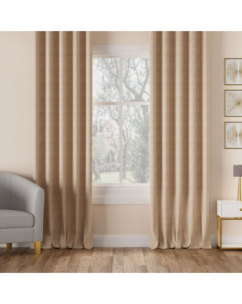 Nowoczesna zasłona welurowa Milas do szyny sufitowej kolor cappuccino - szyta na wymiar
