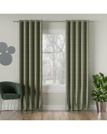 Nowoczesna zasłona Milas na przelotkach kolor szarozielony