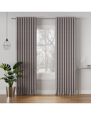 Nowoczesna zasłona Milas na taśmie kolor szaro-brązowy