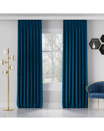 Nowoczesna zasłona welurowa Milas na fleksach kolor ciemny niebieski - szyta na wymiar
