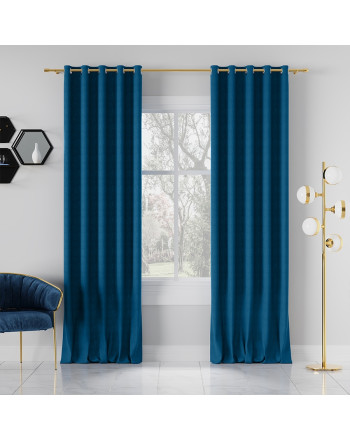 Nowoczesna zasłona welurowa Milas na przelotkach kolor ciemny niebieski - szyta na wymiar