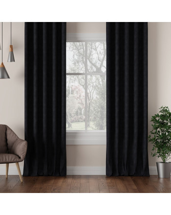 Nowoczesna zasłona welurowa Milas na fleksach kolor czarny - szyta na wymiar