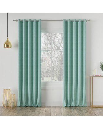 Nowoczesna zasłona do sypialni na przelotkach welurowa kolor miętowy Milsa - szyta na wymiar