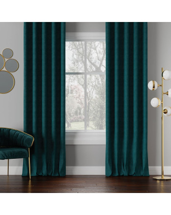 Nowoczesna zasłona Milas na taśmie kolor ciemny turkusowy