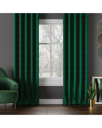 Nowoczesna welurowa zasłona na przelotkach, kolor szmaragdowy, Milas - szyta na wymiar