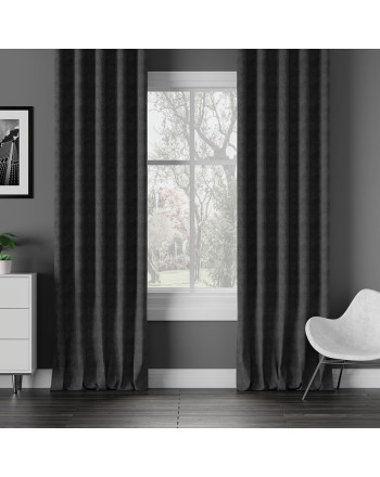 Nowoczesna zasłona Milas na taśmie wave kolor ciepły grafitowy - szyta na wymiar