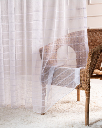 Długa gotowa firana do sypialni deszczyk z poziomymi pasami i ołowianką kilka rozmiarów Calypso