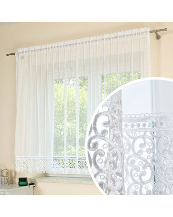 Firanka Angielka z lekkiego woalu – subtelna biała dekoracja okna do salonu i kuchni kilka rozmiarów