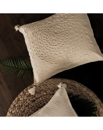 Poszewka dekoracyjna BOHO w kolorze beżowym, poszewka bawełniana w rozmiarze 40x40 cm