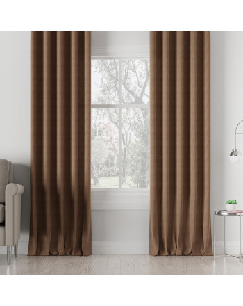 Nowoczesna zasłona na tunelu Milas, kolor ciemny kawowy - szyta na wymiar