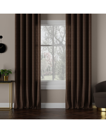 Nowoczesna zasłona Milas do szyny sufitowej, kolor ciemny brązowy - szyta na wymiar
