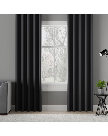 Zasłona zaciemniająca do salonu, na fleksach kolor ciemny szary Dona - szyta na wymiar