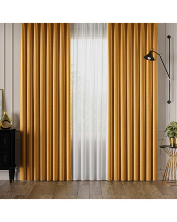 PREMIUM ALLURE Ekskluzywna zasłona na taśmie wave Velvet, kolor szafranowy - szyta na wymiar
