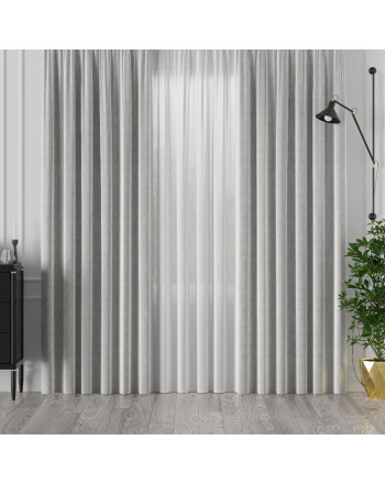 PREMIUM ALLURE Ekskluzywna zasłona na taśmie wave Velvet, jasny szary - szyta na wymiar