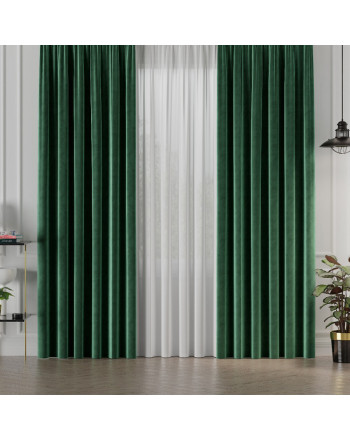PREMIUM ALLURE Ekskluzywna zasłona na taśmie wave Velvet, butelkowy zielony - szyta na wymiar